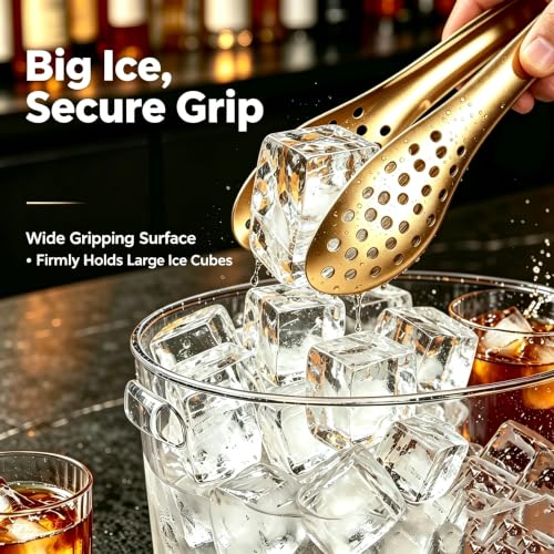 6 Pcs Stainless Steel Ice Tongs - Gold Mini Appetizer & Buffet Serving Clips