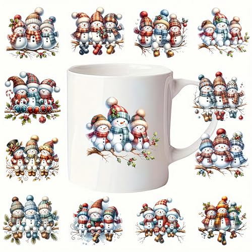 Snowman UV DTF Cup Wraps 12pc Rub-On Transfers for Glass, Wood, Bottles