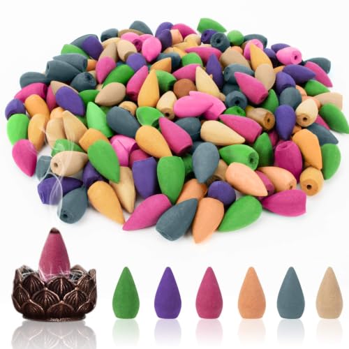 108-Piece Backflow Incense Cones Set - 6 Fragrances for Waterfall Burners