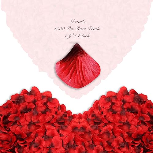 1000 Pcs Artificial Rose Petals for Romantic Nights, Weddings & Proposals