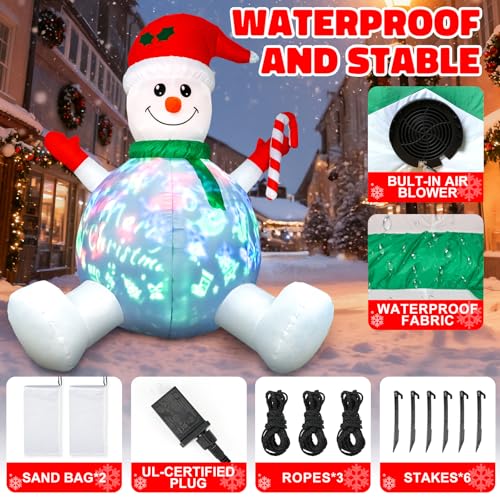HFO 6ft Tall Christmas Snowman Inflatable with Music & LED Lights Outdoor Decor