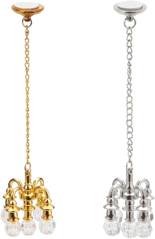 Chrystaline Dollhouse Miniature Chandelier by [Brand Name] - 1:12 Scale Luxury 5-Head Pendant Light | Golden Finish