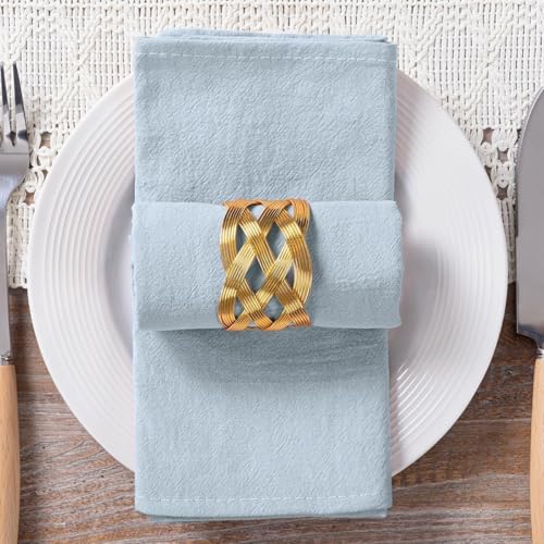 Reusable Cotton Linen Dinner Napkins 17x17 Inch, Set of 8