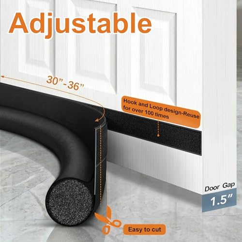 Under Door Draft Stopper 36 Inch - Soundproof Door Sweep & Seal Strip