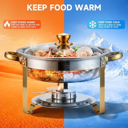 KEGDAN 2-Pack 6QT Stainless Steel Chafing Dishes with Lids & Holders for Buffet & Catering