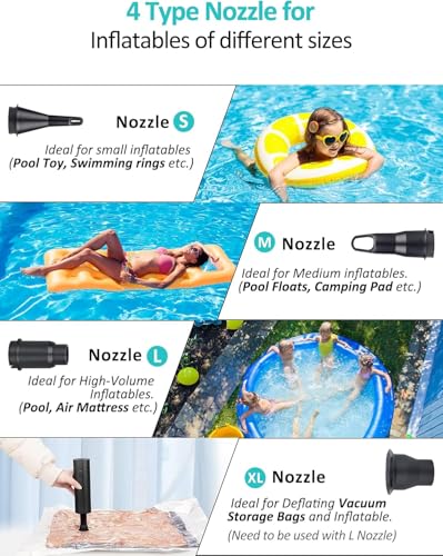 Cordless Electric Air Pump for Inflatables - Rechargeable, Portable Inflator for Pool Floats & Air Mattresses