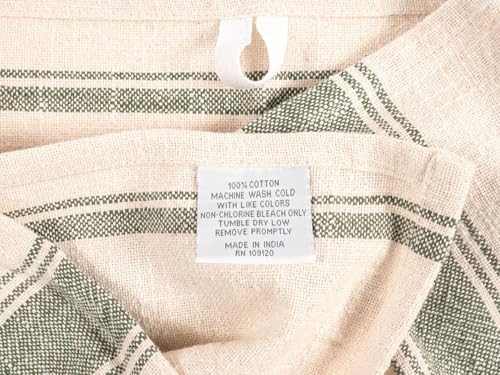 Rustic Farmhouse Cotton Kitchen Towels - 18 x 28 Inch, Set of 4, Olive