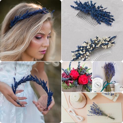 Dried Lavender Flower Bundles, 17-Inch Preserved Blue Lavender Stems