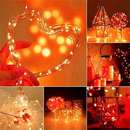 Yalilong Battery-Operated Dewdrop Fairy Lights with Timer, 30 LEDs, 10ft Indoor Decoration (Orange)