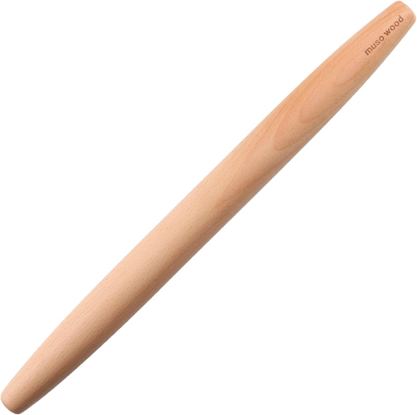 Muso Wood French Rolling Pin - Beech Wood Tapered Design for Baking | 15.75-Inch for Pastry & Cookies