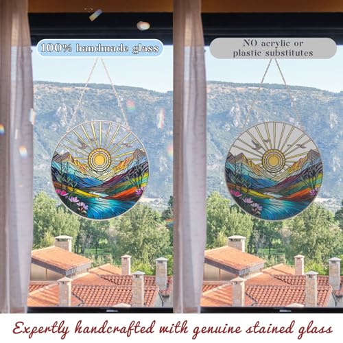 Handcrafted Stained Glass Sun Catcher - Sunrise & Sunset Design, 6"