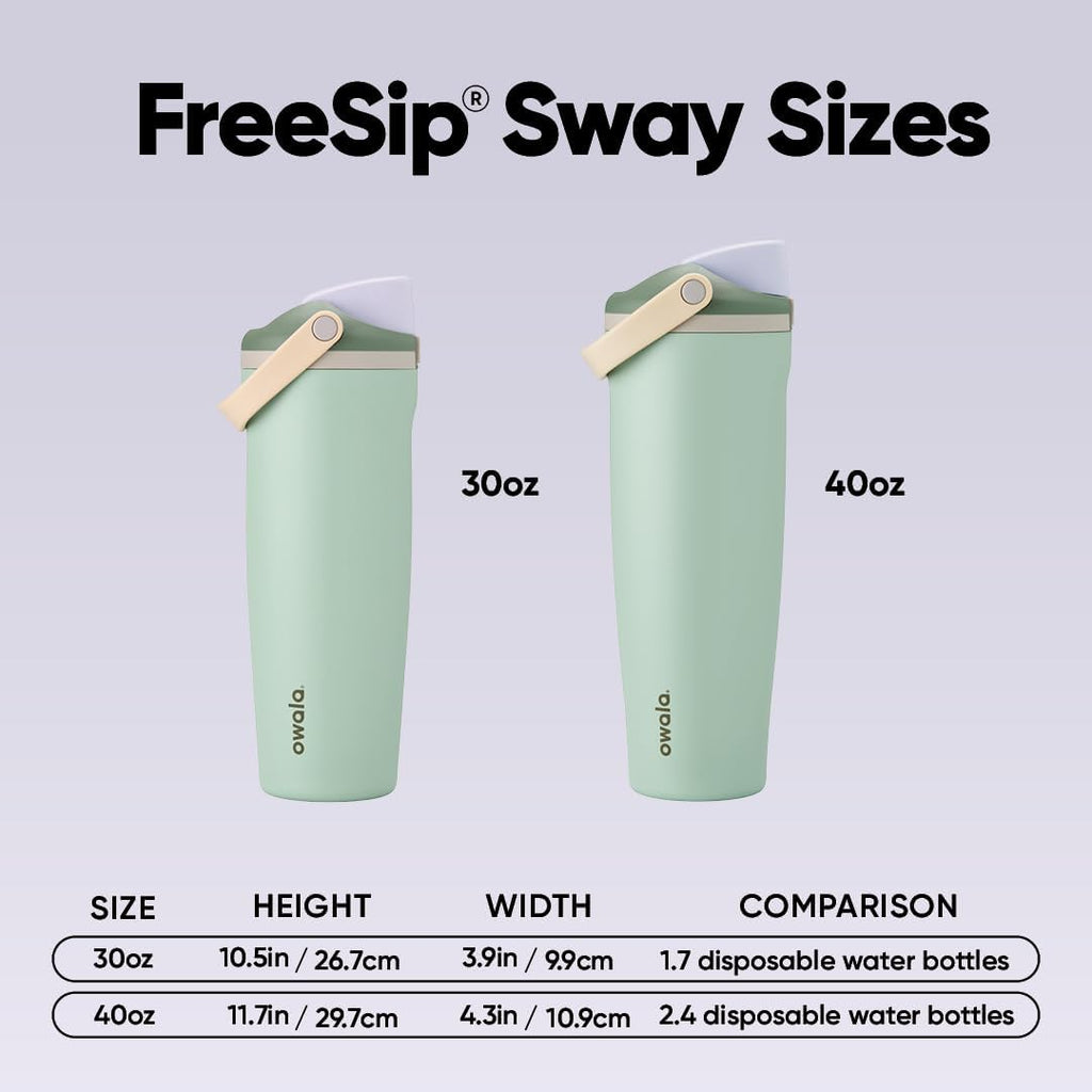 Owala FreeSip Sway - 30-Oz. Stainless Steel Water Bottle - Green Eucalyptus Design