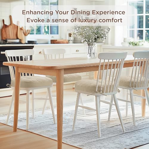 D-Shape Memory Foam Dining Chair Cushions, 6 Pack, 3.5 Inch Thick, Beige