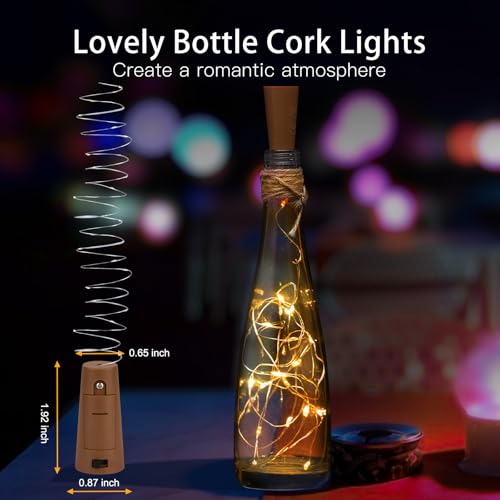 10-Pack Battery-Operated Wine Bottle Cork Lights - 20 LED Warm White