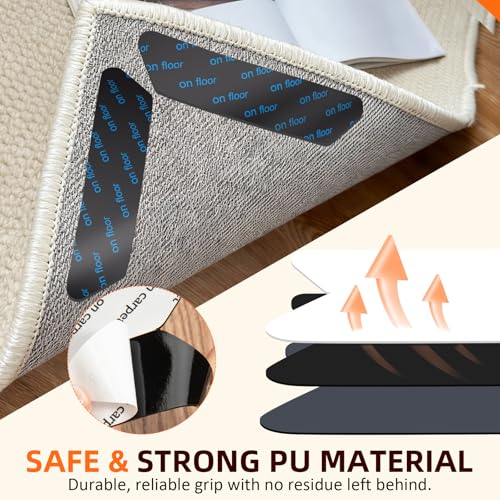 24Pcs Non-Slip Rug Grippers, Reusable Anti-Curling Carpet Tape for Floors