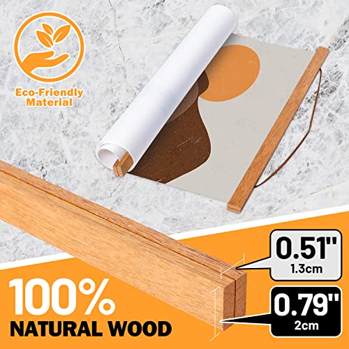 Benjia Magnetic Poster Hanger 8 Inch Teak Wood Frame for Art Prints Photos