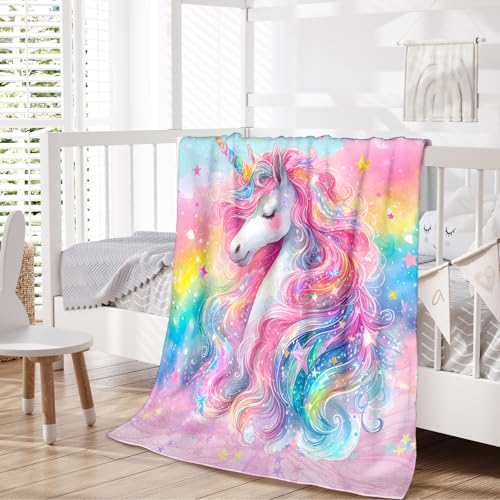 IWANGIFT Unicorn Blanket 60"x80" Throw - Lightweight Flannel Bedding, 80x60 Color 1