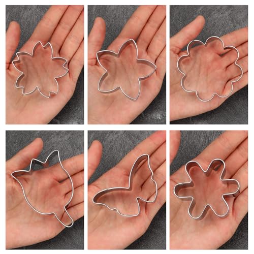Wanmu 6-Piece Floral & Butterfly Cookie Cutter Set - Summer Baking Molds for Cookies, Fondant, Crafts