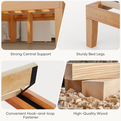Full Size Solid Wood Platform Bed Frame, 12-Inch Noise-Free Slat Base