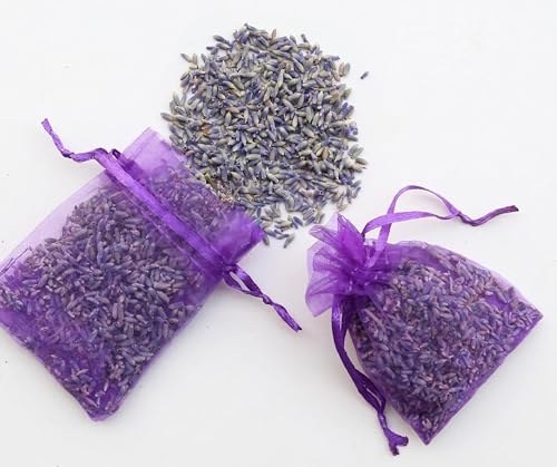 Natural Dried Lavender Sachets for Drawers and Closets - 24 Pack