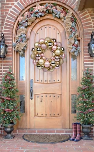13-Inch Christmas Ball Wreath, Shatterproof Ornament Garland for Holiday Decor