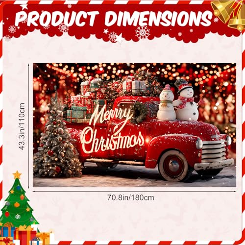 Leiweihope Merry Christmas Banner 71x43in Car Backdrop - Indoor/Outdoor Photo Studio Holiday Decor