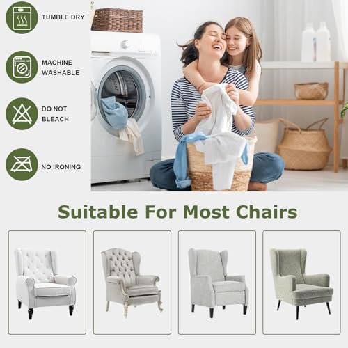 Stretch Wing Chair Slipcovers - 2-Piece Elastic Armchair Covers