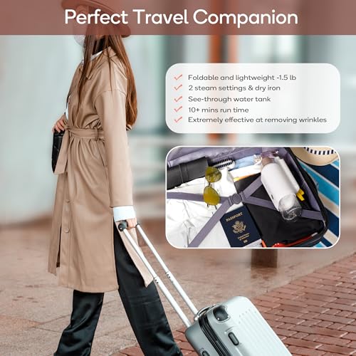 Newbealer Portable Clothes Steamer White-Gold 2 Steam Levels 120V Travel Friendly