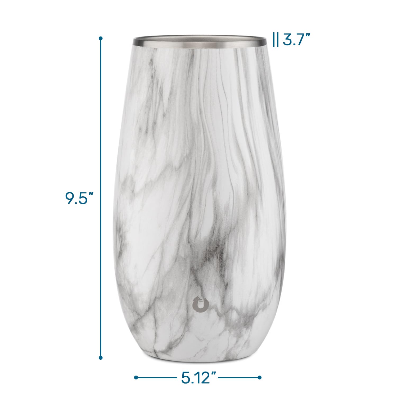 SNOWFOX Premium Vacuum Insulated, Triple Walled, Stainless Steel Wine Chiller w/Optimal fit to keep wine cold longer. Fits most Wine and Champagne Bottles. Non-Slip Silicon Base, Marble