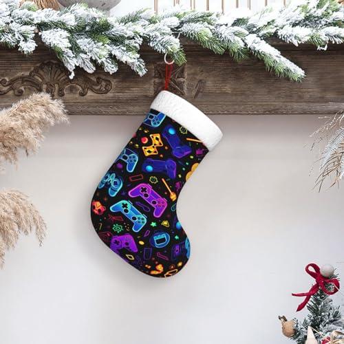 Large 17.7in Christmas Stockings - 2 Pack, Red & Cozy Cuff Gift Bags for Fireplace & Decor