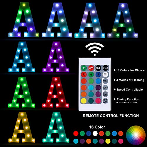 Color Changing LED Marquee Letter Light with Remote Control