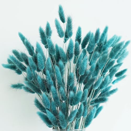 120 PCS Teal Dried Pampas Grass Decor, 17-Inch Boho Floral Arrangement
