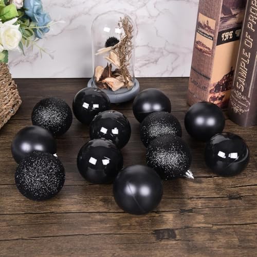 Goodlyghts 30ct Black 3.15in Shatterproof Christmas Ball Ornaments for Indoor/Outdoor Decor