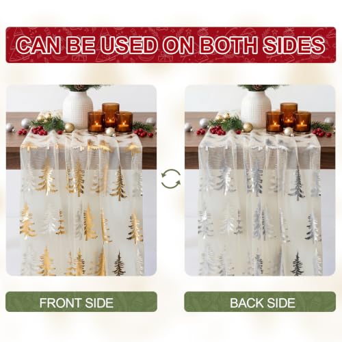 Artscope 6-Pack Gold Gauze Christmas Tree Table Runners 28x120 Inches - Beige
