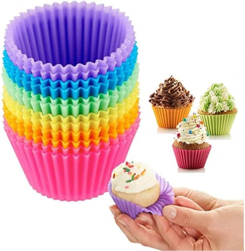 Skiennix Silicone Baking Cups - Reusable Non-Stick Cupcake Liners | 12 Piece Set