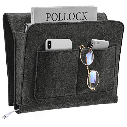 Felt Bedside Caddy Organizer for Bed Bunk and Sofa, Grey