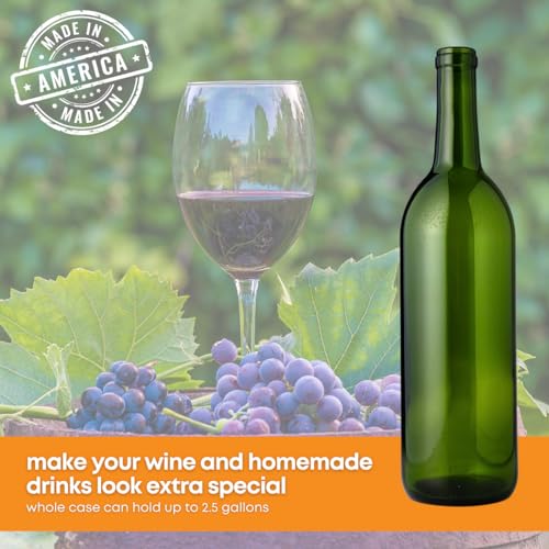 Green Wine Bottles 750ml Bordeaux 12-Pack for Winemaking and Storage