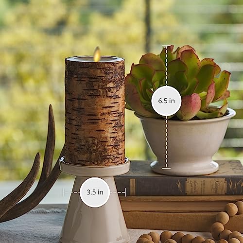Luminara Birch Bark Flameless LED Candle 3.5x6.5 Inch with Moving Flame & Timer