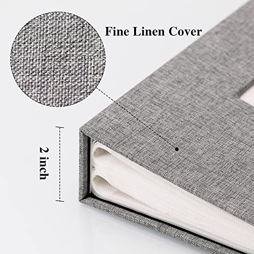 300-Pocket 4x6 Photo Album with Linen Hardcover and Display Window, Grey