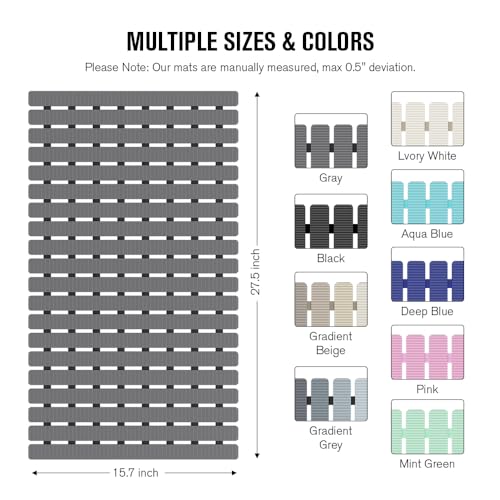 Non-Slip Bathtub Mat with Suction Cups and Drain Holes - 27.5 x 15.7 Inch