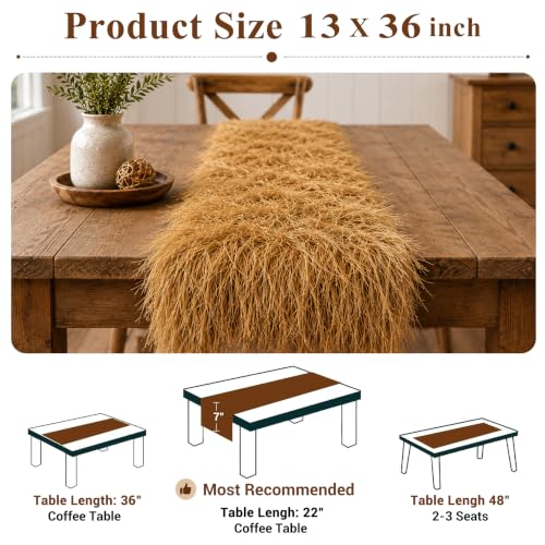 Yellow Thatch Grass Table Runner 13x36 Inch for Western Fall Party Decor