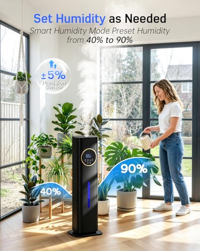 Large Room Humidifier 8L Top Fill Cool Mist with Night Light