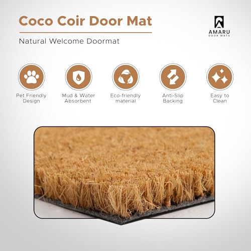 Colorful Birds Coir Welcome Mat, 17 x 29 Inch Non-Slip Entryway Door Mat