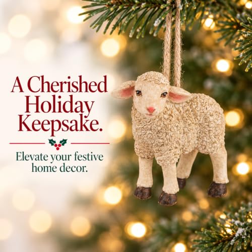 Baby Lamb Christmas Ornament - Farm Animal Holiday Decor, 3.5" Resin Keepsake