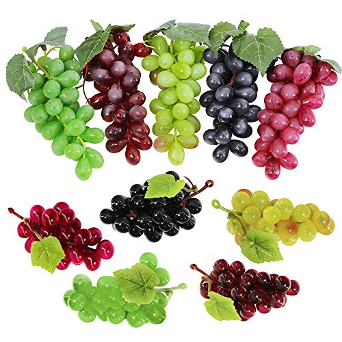 10 Pack Assorted Artificial Grapes - Frosted Decor Bunches