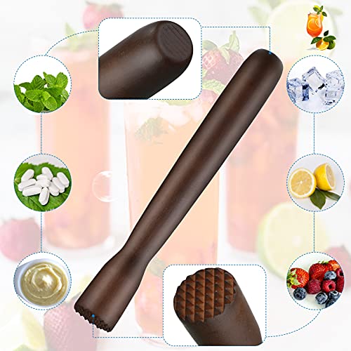 Patelai Brown Wooden Cocktail Muddler & Stainless Steel Bar Spoon Set