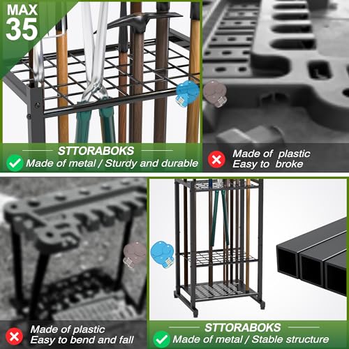 Heavy Duty Garden Tool Organizer Rack for Garage and Shed Storage