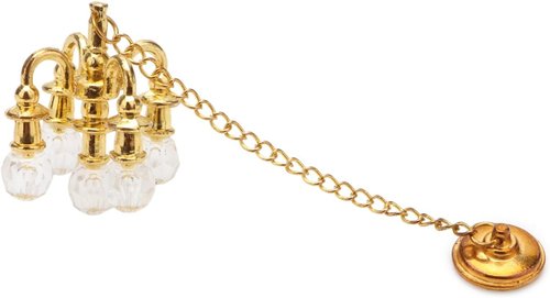 Chrystaline Dollhouse Miniature Chandelier by [Brand Name] - 1:12 Scale Luxury 5-Head Pendant Light | Golden Finish