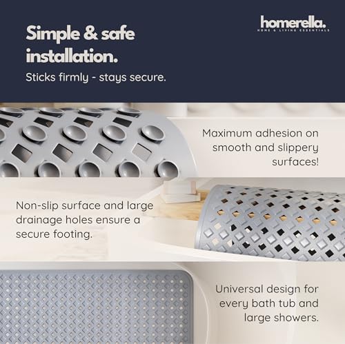 Homerella Extra Long Non-Slip Bathtub Mat 35x16 Anti-Mold