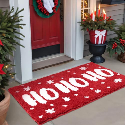 Duraaamo Christmas Bath Mat 20x32 Inch Red Ho Ho Holiday Bathroom Decor